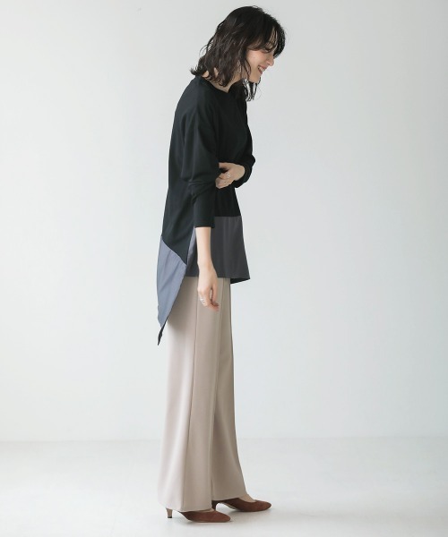 Bou Jeloud（ブージュルード）の「バイカラーアシメプルオーバー（Tシャツ/カットソー・レディース・チャコールグレー/ブラック/ベージュ/キャメル・FREE）」の6枚目の写真