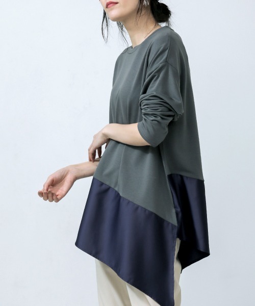 Bou Jeloud（ブージュルード）の「バイカラーアシメプルオーバー（Tシャツ/カットソー・レディース・チャコールグレー/ブラック/ベージュ/キャメル・FREE）」の10枚目の写真