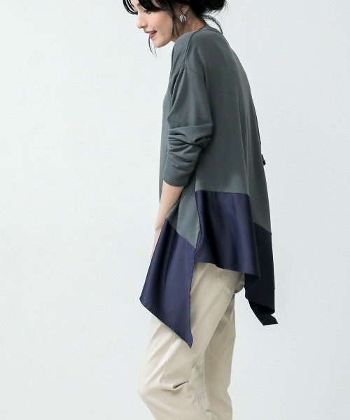 Bou Jeloud（ブージュルード）の「バイカラーアシメプルオーバー（Tシャツ/カットソー・レディース・チャコールグレー/ブラック/ベージュ/キャメル・FREE）」の12枚目の写真