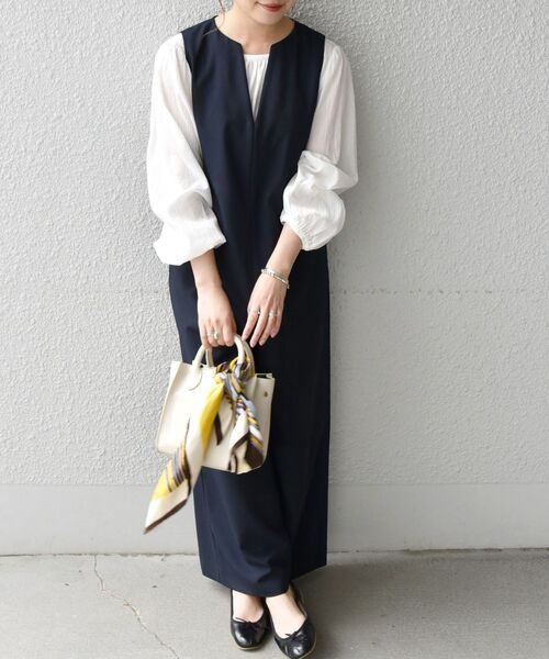 SHIPS any（シップス エニィ）の「SHIPS any: カナパ オールインワン〈ウォッシャブル〉◇（サロペット/オーバーオール・レディース・ベージュ/ネイビー・ONE SIZE）」の11枚目の写真