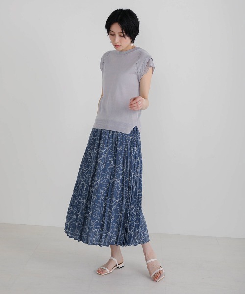 Bou Jeloud（ブージュルード）の「アートフラワープリーツスカート（スカート・レディース・ブラック/ベージュ/ブルー・FREE）」の6枚目の写真