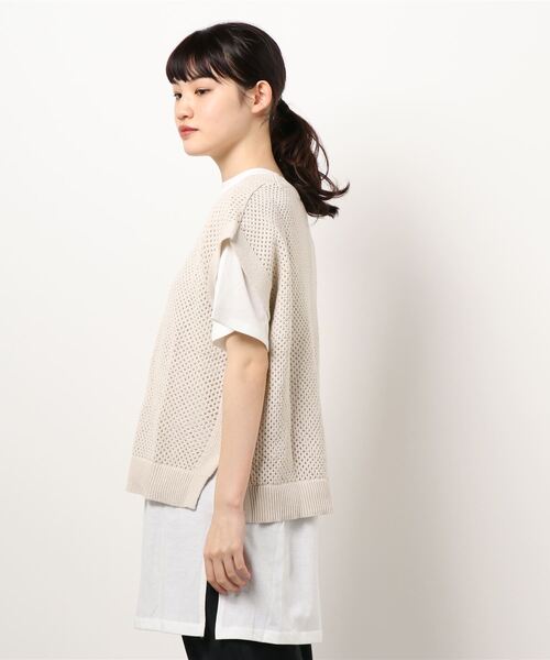 NICOLE white(ニコルホワイト)の「メッシュベスト&5分袖Tシャツセット(Tシャツ/カットソー・レディース・オフホワイト/グリーン/ライトグレー・FREE)」の20枚目の写真