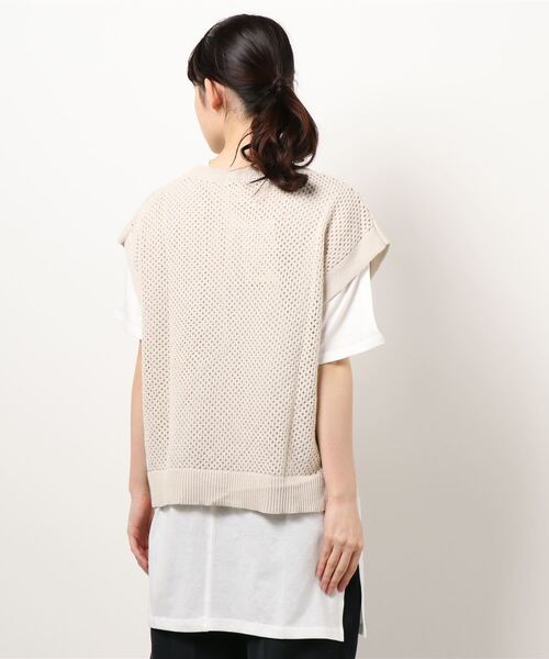 NICOLE white(ニコルホワイト)の「メッシュベスト&5分袖Tシャツセット(Tシャツ/カットソー・レディース・オフホワイト/グリーン/ライトグレー・FREE)」の21枚目の写真