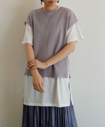 NICOLE white | メッシュベスト＆5分袖Tシャツセット(Tシャツ/カットソー)