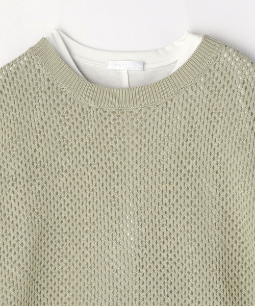 NICOLE white(ニコルホワイト)の「メッシュベスト&5分袖Tシャツセット(Tシャツ/カットソー・レディース・オフホワイト/グリーン/ライトグレー・FREE)」の12枚目の写真