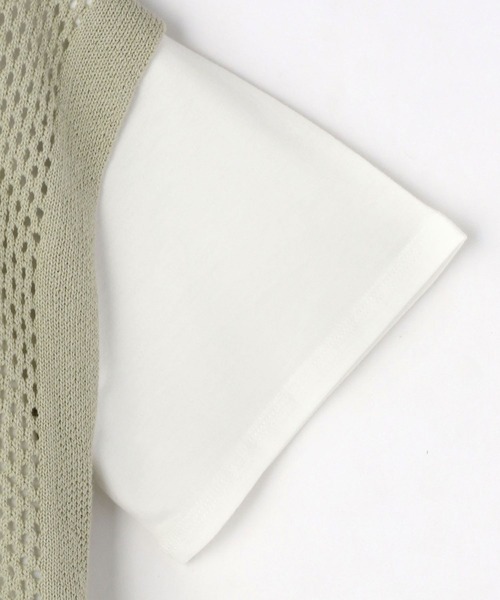 NICOLE white(ニコルホワイト)の「メッシュベスト&5分袖Tシャツセット(Tシャツ/カットソー・レディース・オフホワイト/グリーン/ライトグレー・FREE)」の13枚目の写真