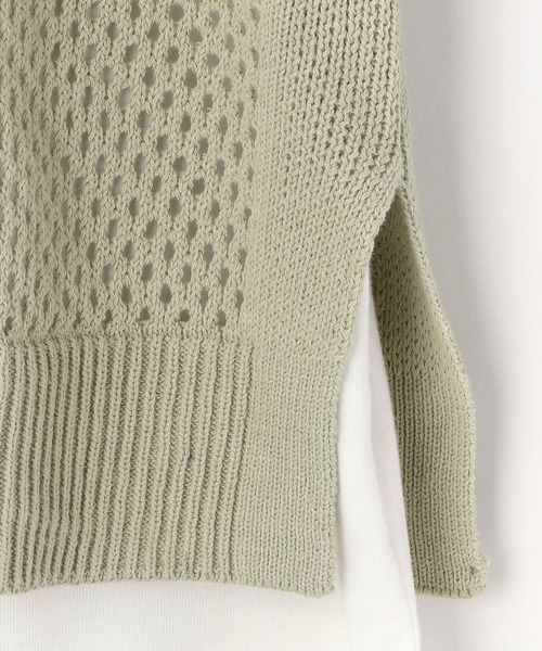 NICOLE white(ニコルホワイト)の「メッシュベスト&5分袖Tシャツセット(Tシャツ/カットソー・レディース・オフホワイト/グリーン/ライトグレー・FREE)」の14枚目の写真