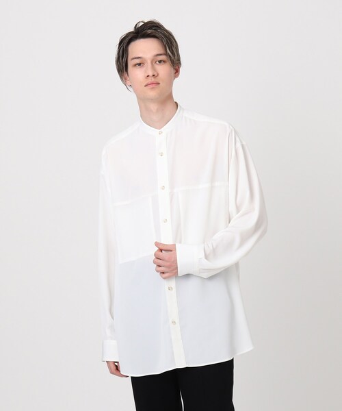 DRESSTERIOR（ドレステリア）の「◆【WEB限定】【DRESSTERIOR＋】オーバーサイズ バンドカラーシャツ（シャツ/ブラウス・メンズ・ホワイト/ライトグリーン/ワインレッド/ピンク・90/91/92）」の2枚目の写真