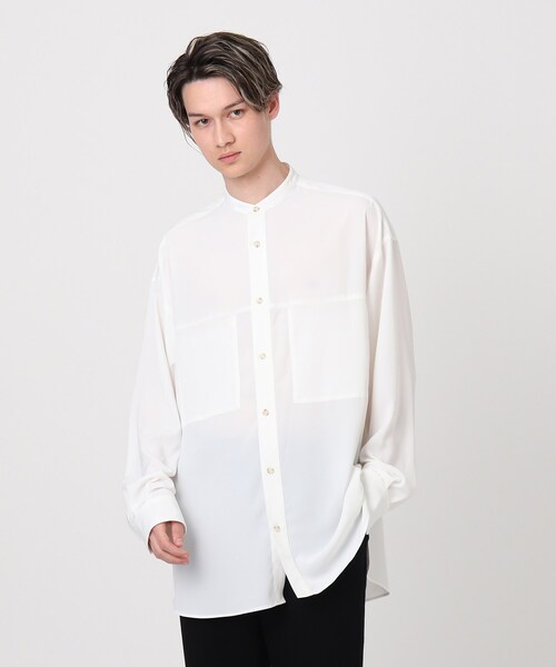 DRESSTERIOR（ドレステリア）の「◆【WEB限定】【DRESSTERIOR＋】オーバーサイズ バンドカラーシャツ（シャツ/ブラウス・メンズ・ホワイト/ライトグリーン/ワインレッド/ピンク・90/91/92）」の9枚目の写真