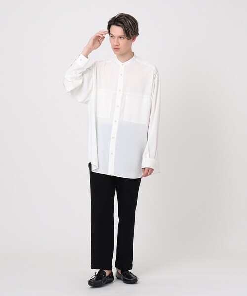 DRESSTERIOR（ドレステリア）の「◆【WEB限定】【DRESSTERIOR＋】オーバーサイズ バンドカラーシャツ（シャツ/ブラウス・メンズ・ホワイト/ライトグリーン/ワインレッド/ピンク・90/91/92）」の16枚目の写真