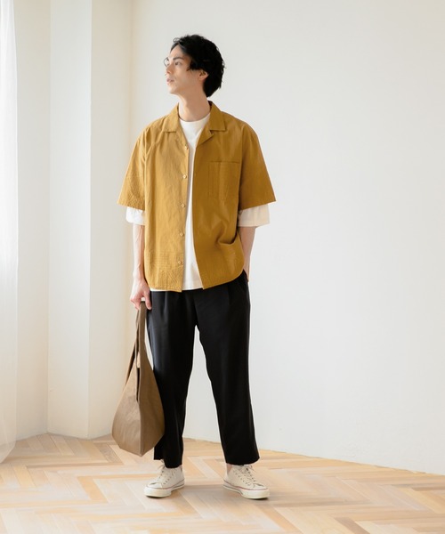 niko and...（ニコアンド）の「ポイントテープ使いＴシャツ（Tシャツ/カットソー・メンズ・イエロー/ブルー/オフホワイト・LARGE/MEDIUM）」の12枚目の写真