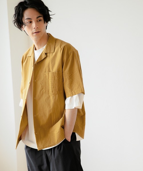 niko and...（ニコアンド）の「ポイントテープ使いＴシャツ（Tシャツ/カットソー・メンズ・イエロー/ブルー/オフホワイト・LARGE/MEDIUM）」の13枚目の写真