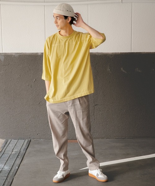 niko and...（ニコアンド）の「ポイントテープ使いＴシャツ（Tシャツ/カットソー・メンズ・イエロー/ブルー/オフホワイト・LARGE/MEDIUM）」の14枚目の写真