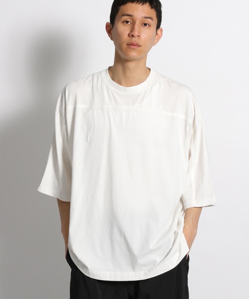 niko and...（ニコアンド）の「ポイントテープ使いＴシャツ（Tシャツ/カットソー・メンズ・イエロー/ブルー/オフホワイト・LARGE/MEDIUM）」の18枚目の写真