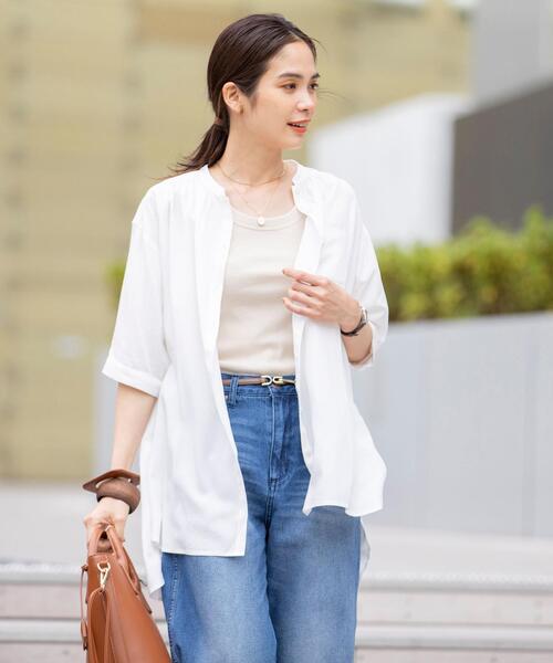 coen(コーエン)の「【セットアップ対応】チンツバンドカラーブラウス(シャツ/ブラウス・レディース・ベージュ/ブラック/レッド/オフホワイト・LARGE/MEDIUM)」の20枚目の写真