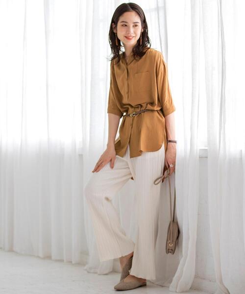 coen(コーエン)の「【セットアップ対応】チンツバンドカラーブラウス(シャツ/ブラウス・レディース・ベージュ/ブラック/レッド/オフホワイト・LARGE/MEDIUM)」の18枚目の写真