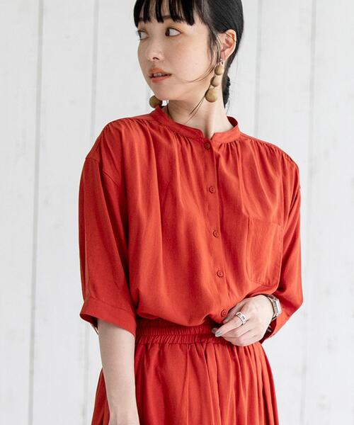 coen(コーエン)の「【セットアップ対応】チンツバンドカラーブラウス(シャツ/ブラウス・レディース・ベージュ/ブラック/レッド/オフホワイト・LARGE/MEDIUM)」の8枚目の写真