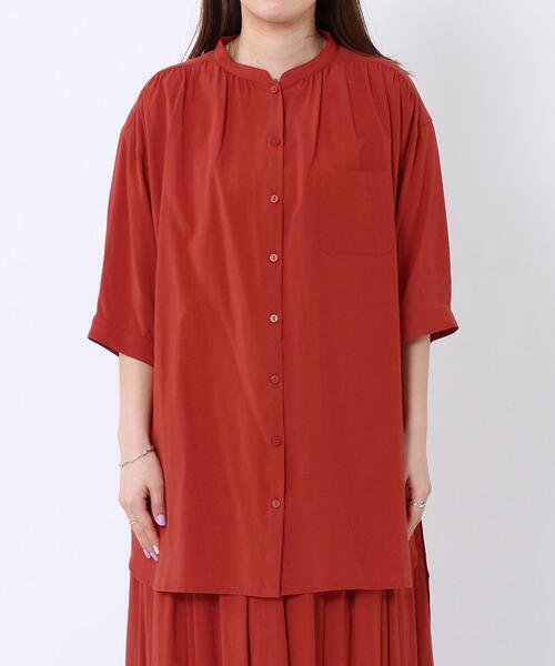 coen(コーエン)の「【セットアップ対応】チンツバンドカラーブラウス(シャツ/ブラウス・レディース・ベージュ/ブラック/レッド/オフホワイト・LARGE/MEDIUM)」の5枚目の写真