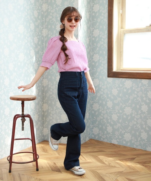 Cheek（チーク）の「【 - ｍｉｍｉ - 】パワショルシャーリングブラウス（シャツ/ブラウス・レディース・ピンク/オフホワイト/ミント・FREE）」の18枚目の写真