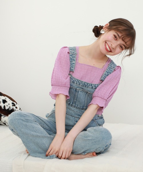 Cheek（チーク）の「【 - ｍｉｍｉ - 】パワショルシャーリングブラウス（シャツ/ブラウス・レディース・ピンク/オフホワイト/ミント・FREE）」の8枚目の写真