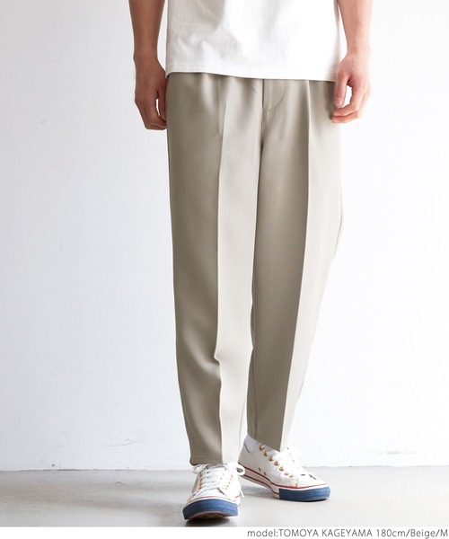 coca(coca)(コカ)の「ポリツイルタックテーパードパンツ(その他パンツ・メンズ・ベージュ/ブラック・L/M)」の2枚目の写真