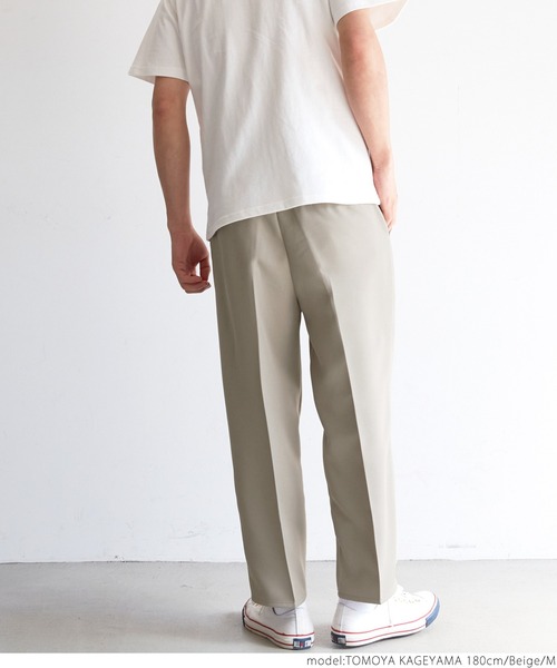 coca(coca)(コカ)の「ポリツイルタックテーパードパンツ(その他パンツ・メンズ・ベージュ/ブラック・L/M)」の5枚目の写真