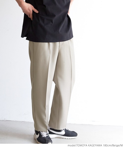 coca(coca)(コカ)の「ポリツイルタックテーパードパンツ(その他パンツ・メンズ・ベージュ/ブラック・L/M)」の8枚目の写真