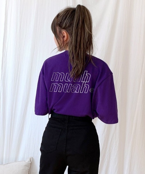 muah muah/ムーアムーア』VIVID LOGO HALF T-SHIRT/ヴィヴィッド