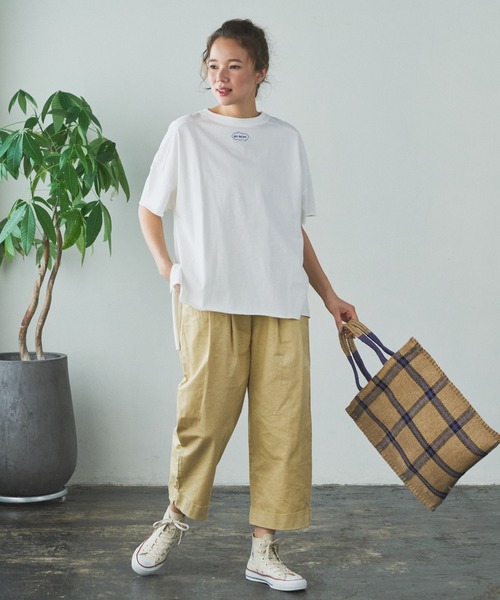 PUAL CE CIN（ピュアルセシン）の「綿麻ツイルストレートパンツ（その他パンツ・レディース・アイボリー/スミクロ/ベージュ/サックスブルー/イエロー/ピンク・FREE）」の6枚目の写真