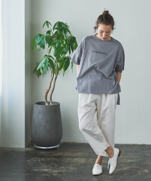 PUAL CE CIN（ピュアルセシン）の「綿麻ツイルストレートパンツ（その他パンツ・レディース・アイボリー/スミクロ/ベージュ/サックスブルー/イエロー/ピンク・FREE）」の22枚目の写真