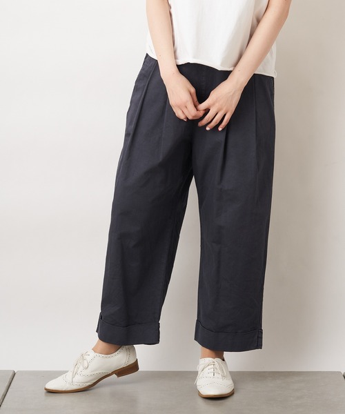 PUAL CE CIN（ピュアルセシン）の「綿麻ツイルストレートパンツ（その他パンツ・レディース・アイボリー/スミクロ/ベージュ/サックスブルー/イエロー/ピンク・FREE）」の7枚目の写真