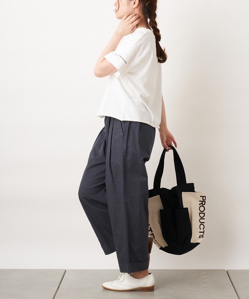 PUAL CE CIN（ピュアルセシン）の「綿麻ツイルストレートパンツ（その他パンツ・レディース・アイボリー/スミクロ/ベージュ/サックスブルー/イエロー/ピンク・FREE）」の9枚目の写真