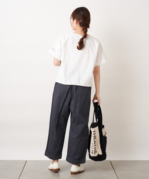 PUAL CE CIN（ピュアルセシン）の「綿麻ツイルストレートパンツ（その他パンツ・レディース・アイボリー/スミクロ/ベージュ/サックスブルー/イエロー/ピンク・FREE）」の10枚目の写真