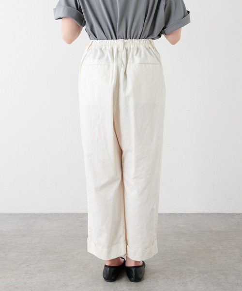 PUAL CE CIN（ピュアルセシン）の「綿麻ツイルストレートパンツ（その他パンツ・レディース・アイボリー/スミクロ/ベージュ/サックスブルー/イエロー/ピンク・FREE）」の12枚目の写真