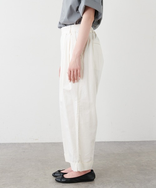 PUAL CE CIN（ピュアルセシン）の「綿麻ツイルストレートパンツ（その他パンツ・レディース・アイボリー/スミクロ/ベージュ/サックスブルー/イエロー/ピンク・FREE）」の13枚目の写真