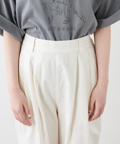 PUAL CE CIN（ピュアルセシン）の「綿麻ツイルストレートパンツ（その他パンツ・レディース・アイボリー/スミクロ/ベージュ/サックスブルー/イエロー/ピンク・FREE）」の14枚目の写真