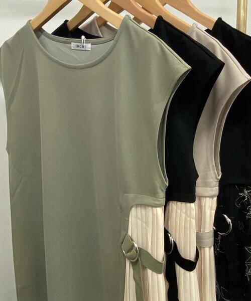 INGNI（イング）の「サイドプリーツワンピース（ワンピース・レディース・ブラック/ブラック系その他/グレー系その他/ライトカーキ・M）」の5枚目の写真