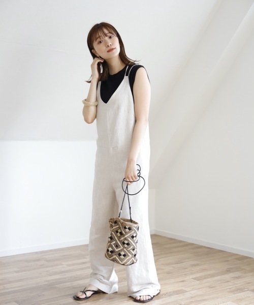 UNFIELD（アンフィールド）の「【UNFIELD リネン混サロペット】（サロペット/オーバーオール・レディース・ブラック/ベージュ/ナチュラル・FREE）」の17枚目の写真