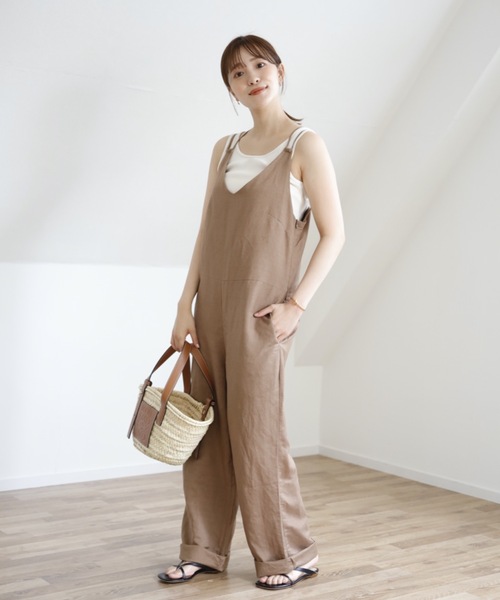 UNFIELD（アンフィールド）の「【UNFIELD リネン混サロペット】（サロペット/オーバーオール・レディース・ブラック/ベージュ/ナチュラル・FREE）」の9枚目の写真
