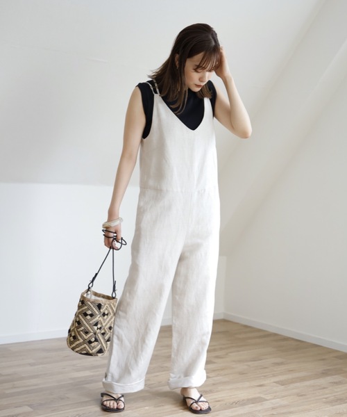 UNFIELD（アンフィールド）の「【UNFIELD リネン混サロペット】（サロペット/オーバーオール・レディース・ブラック/ベージュ/ナチュラル・FREE）」の11枚目の写真