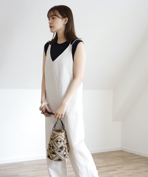 UNFIELD（アンフィールド）の「【UNFIELD リネン混サロペット】（サロペット/オーバーオール・レディース・ブラック/ベージュ/ナチュラル・FREE）」の18枚目の写真