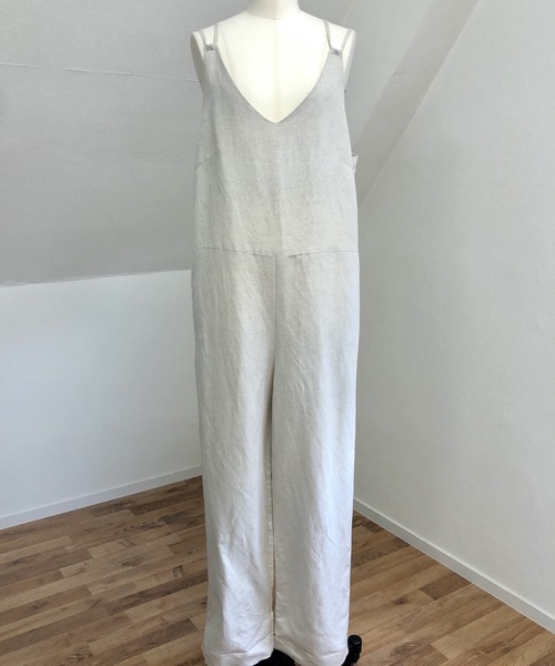 UNFIELD（アンフィールド）の「【UNFIELD リネン混サロペット】（サロペット/オーバーオール・レディース・ブラック/ベージュ/ナチュラル・FREE）」の5枚目の写真