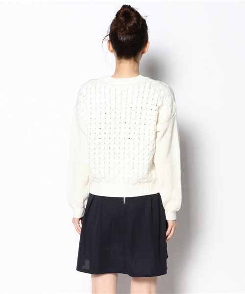 WHO'S WHO gallery（フーズフーギャラリー）の「【期間限定セール】縄あみニット（ニット/セーター・レディース・オフホワイト/ネイビー・FREE）」の5枚目の写真
