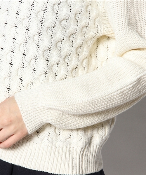 WHO'S WHO gallery（フーズフーギャラリー）の「【期間限定セール】縄あみニット（ニット/セーター・レディース・オフホワイト/ネイビー・FREE）」の7枚目の写真