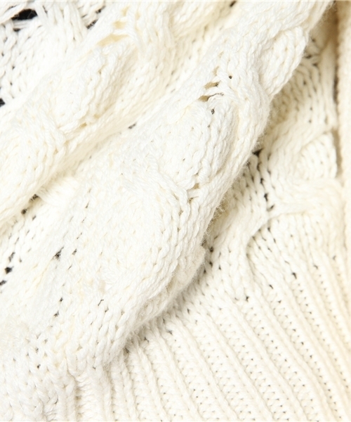 WHO'S WHO gallery（フーズフーギャラリー）の「【期間限定セール】縄あみニット（ニット/セーター・レディース・オフホワイト/ネイビー・FREE）」の8枚目の写真