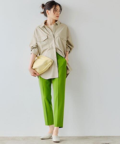 green label relaxing（グリーンレーベルリラクシング）の「フェイクレザー シャツ ジャケット（シャツ/ブラウス・レディース・ブラック/ベージュ・FREE）」の7枚目の写真