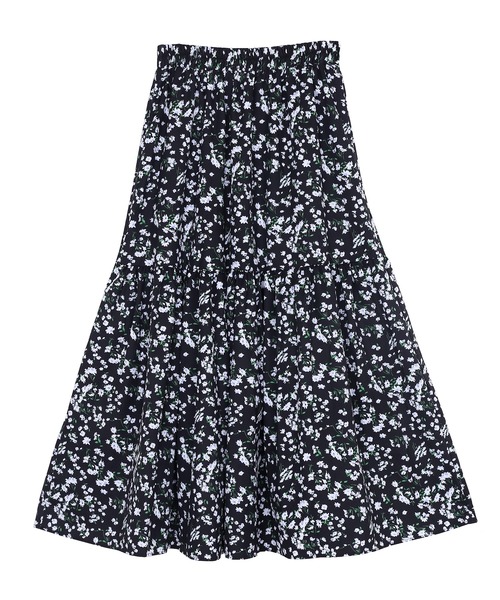 Figments（フィグメンツ）の「花柄ティアードロングスカート（スカート・レディース・ブルー/ブラック・FREE）」の3枚目の写真