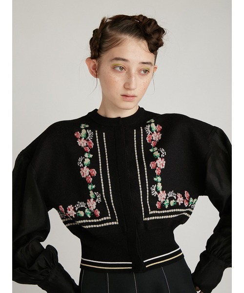 FURFUR（ファーファー）の「フォークジャガードカーディガン（カーディガン/ボレロ・レディース・ブラック/ベージュ/アイボリー・FREE）」の11枚目の写真