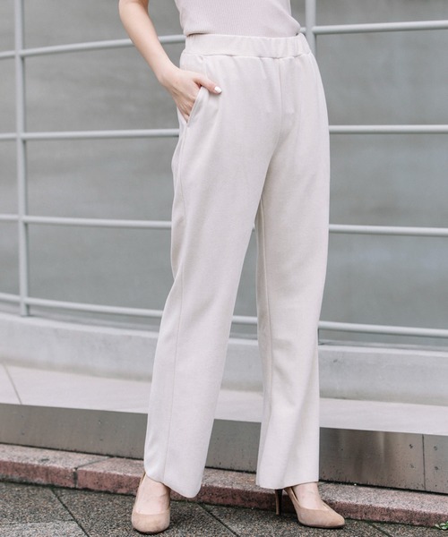 Munich（ミューニック）の「スエードピケジャージー　イージースリットパンツ(セットアップ可)（その他パンツ・レディース・ブラウン/アイボリー/ダークグレー・S/M/XS）」の2枚目の写真