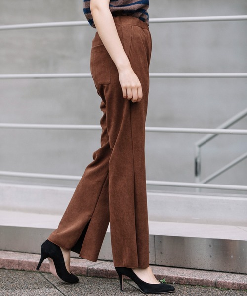 Munich（ミューニック）の「スエードピケジャージー　イージースリットパンツ(セットアップ可)（その他パンツ・レディース・ブラウン/アイボリー/ダークグレー・S/M/XS）」の7枚目の写真